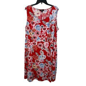 Ellos Women Sleeveless Round Neck Floral Dress Size 1X
